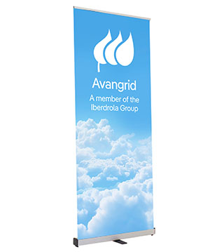IB1-261153-BLUE - 33.5 inch Retractable Banner -Blue Sky Design