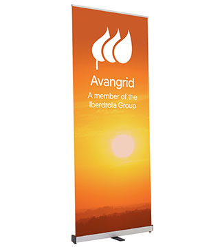 IB1-261153-ORANGE - 33.5 inch Retractable Banner -Orange Sunset Design