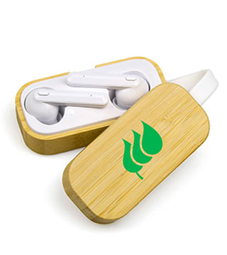 Truly Wireless Earbuds with Bamboo Charging Case