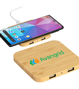 Panda FSC Bamboo 5W Wireless Charger with Dual USB Ports