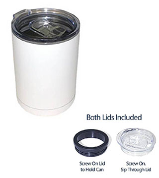 ICOL-B-022 - 12 Oz. Halcyon Tumbler/Can Cooler - White